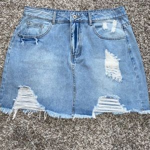 SHEIN Distressed Jean Skirt